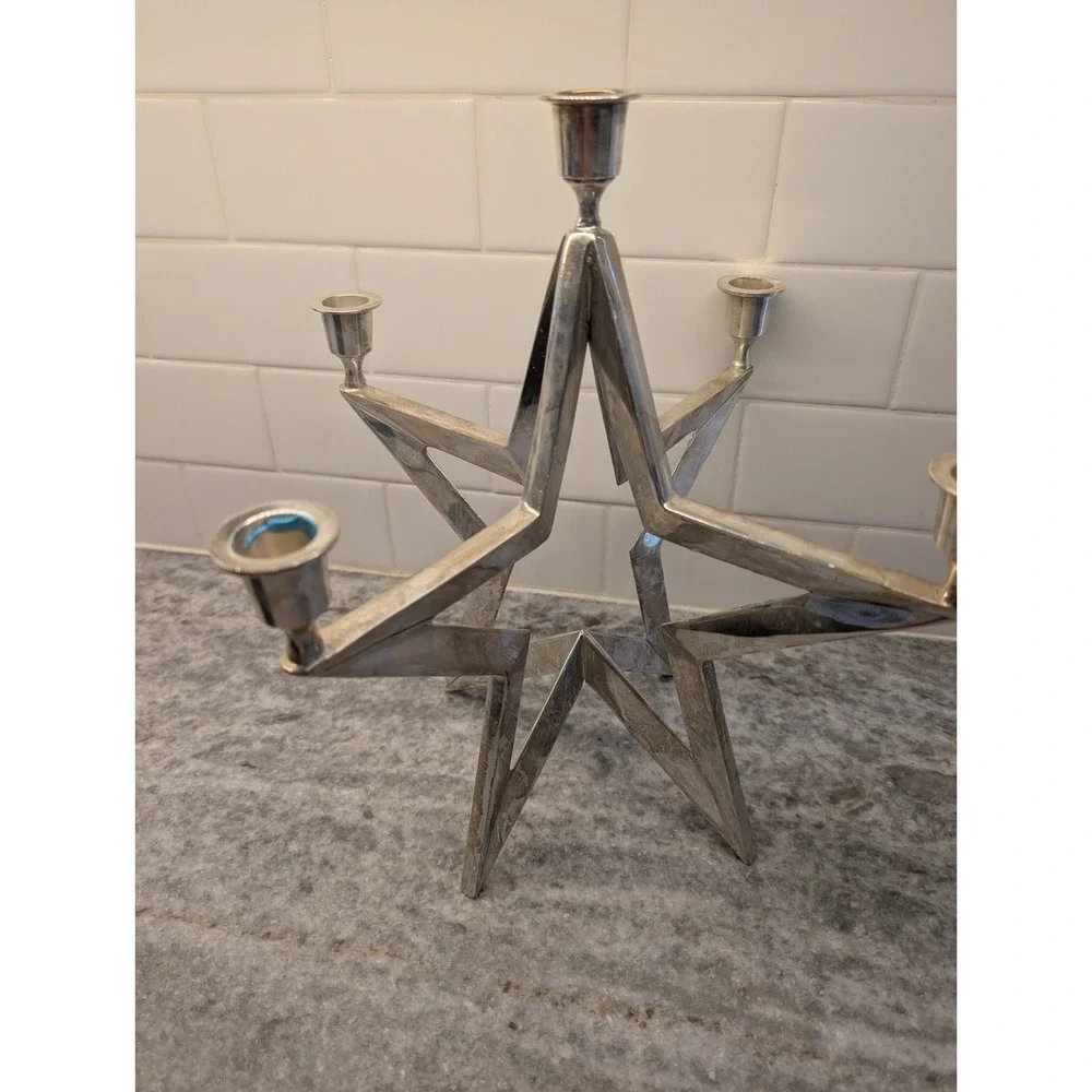VTG‎ Restoration Hardware Star Silver Plated Candelabra, Made In India